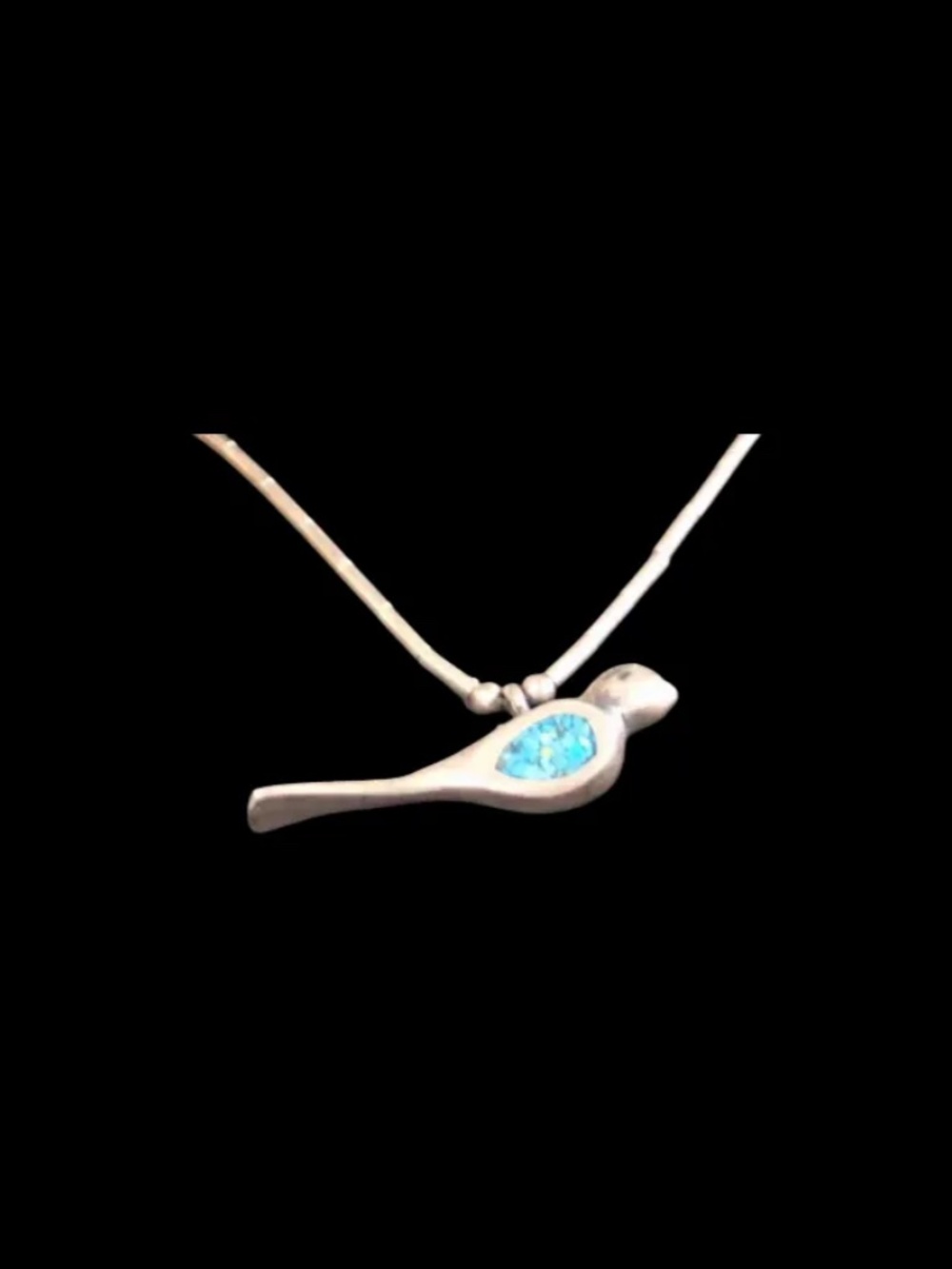 Zuni Native American Sterling Silver Turquoise Chip Bird Pendant Necklace 15" - Picture 14 of 16